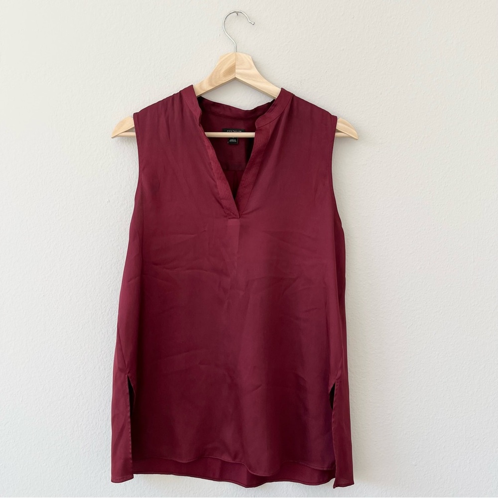 Ann Taylor Stand Collar Sleeveless Blouse